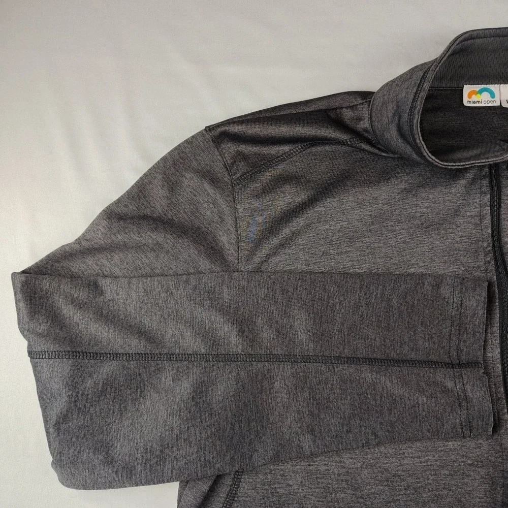 Miami Open Track Tennis Jacket Mens Large Gray Full-Zip Tennis EUC